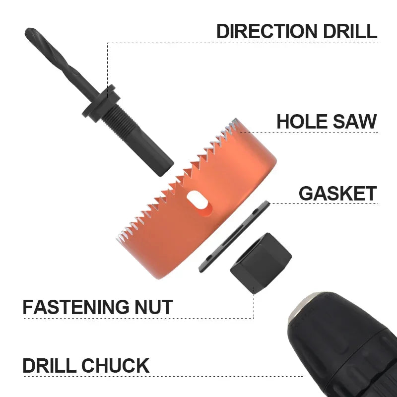 Hole Saw Set,Metal Core, 19-127mm Saw Cup Wood Crown, Drill Bit For Wood ,Woodworking Tools