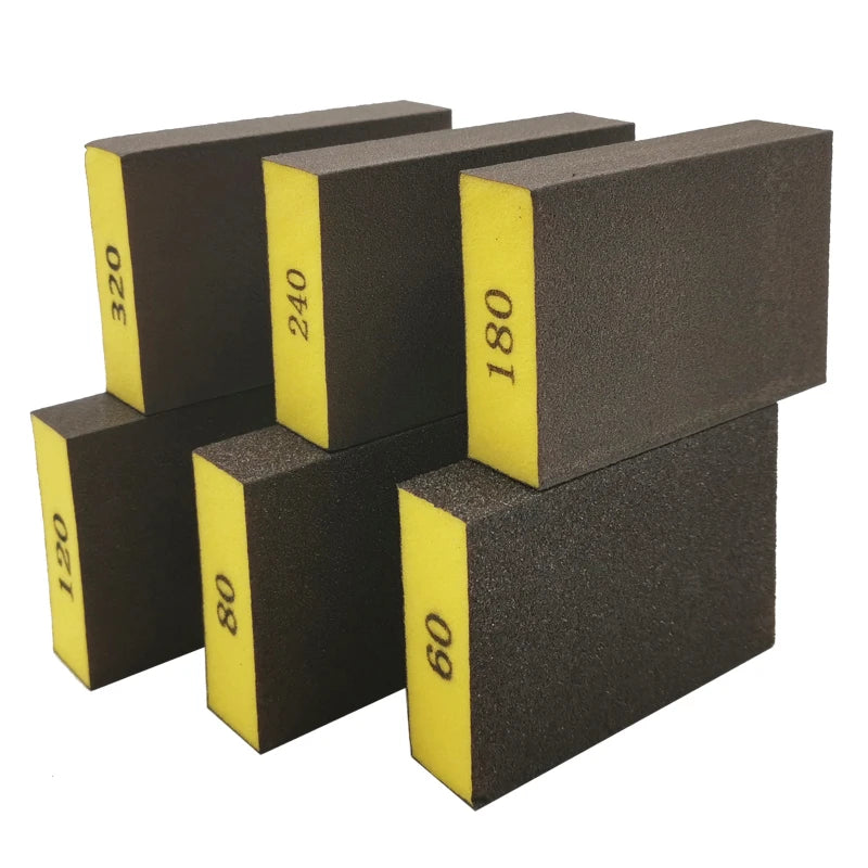6pcs/set(60 80 120 180 240 320)Coarse Medium Fine Grit Sanding Block Sander Sponges for Wood Drywall Metal Sandpaper Sponge