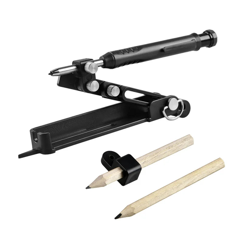 Multifunctional Profile Woodworking Scribing Tool deep hole Pencil Carpenter Maker Aluminum DIY Measuring Scribe Compass Ruler
