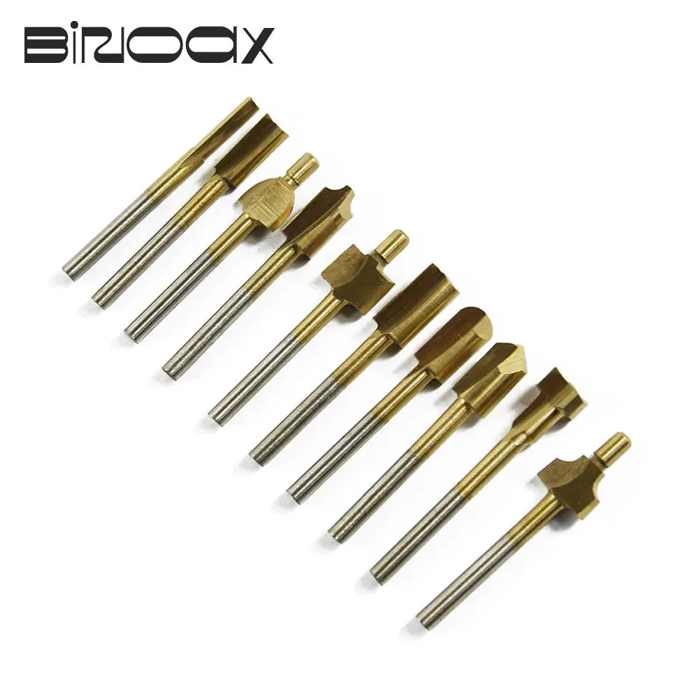 10pcs HSS Router Bits Wood Cutter Milling Fits Dremel Rotary Tool Set 1/8" 3mm Shank Carpentry Router Bits For Rotary Tools DIY