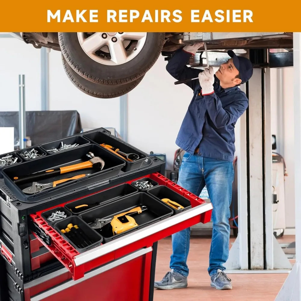 9PCS Tool Box Organizer Tray Toolbox Desk Drawer Organizer Tool Box Tray Toolbox Organization Storage for Rolling Tool Chest