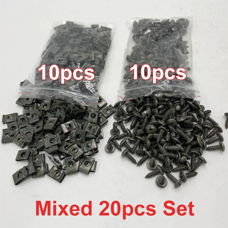 Self Tapping Screws Metal Fastener Clip for Car Motorcycle U-Type Clip with Screw Anti-rust Protection Clip Screw Iron Sheet Kit