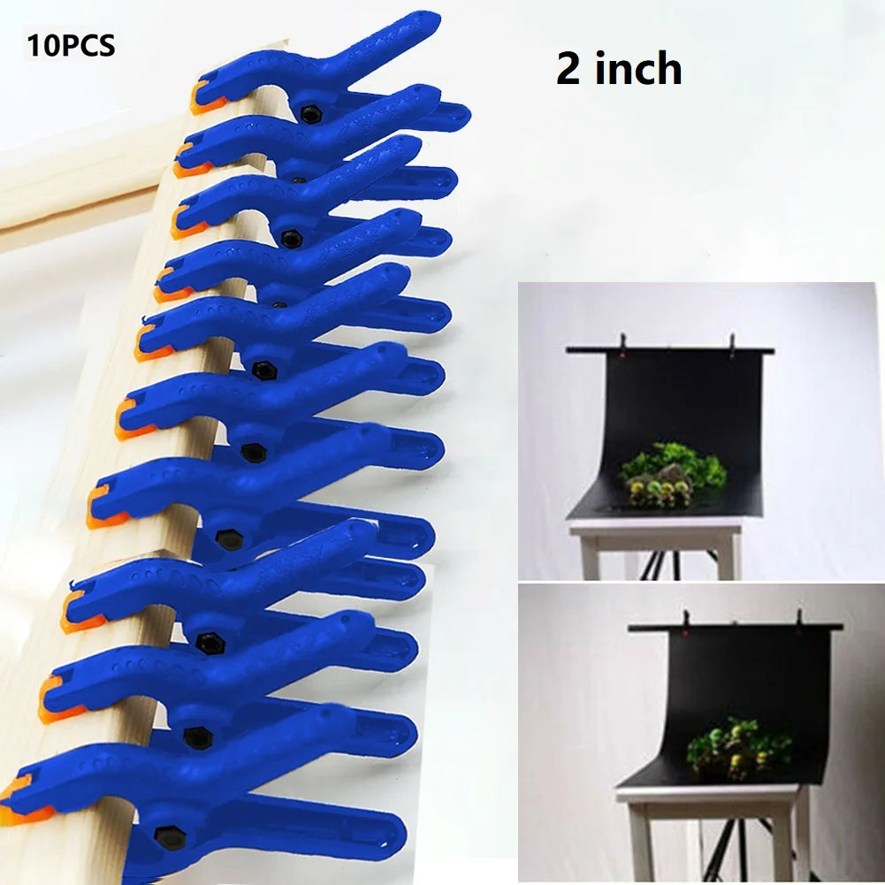 10Pcs 2 Inch Spring Clamps Woodworking Tools Plastic Nylon Grip Cramps Jaw Opening Photographic A Clip Photo Spring Clip