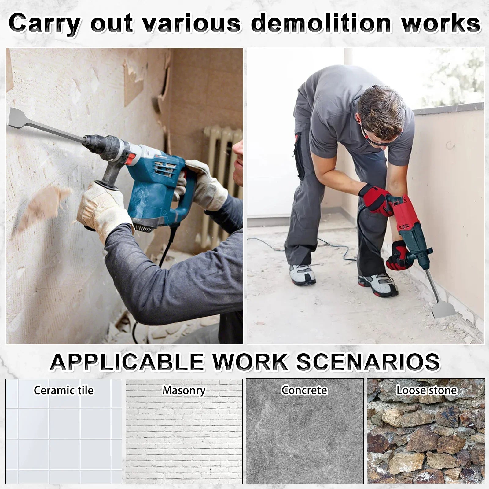 4Pcs SDS Plus Floor Scraper Electric Hammer Replaceable Blade Scaling Chisel Shovel for Tile Brick Concrete Wall Removal Tools
