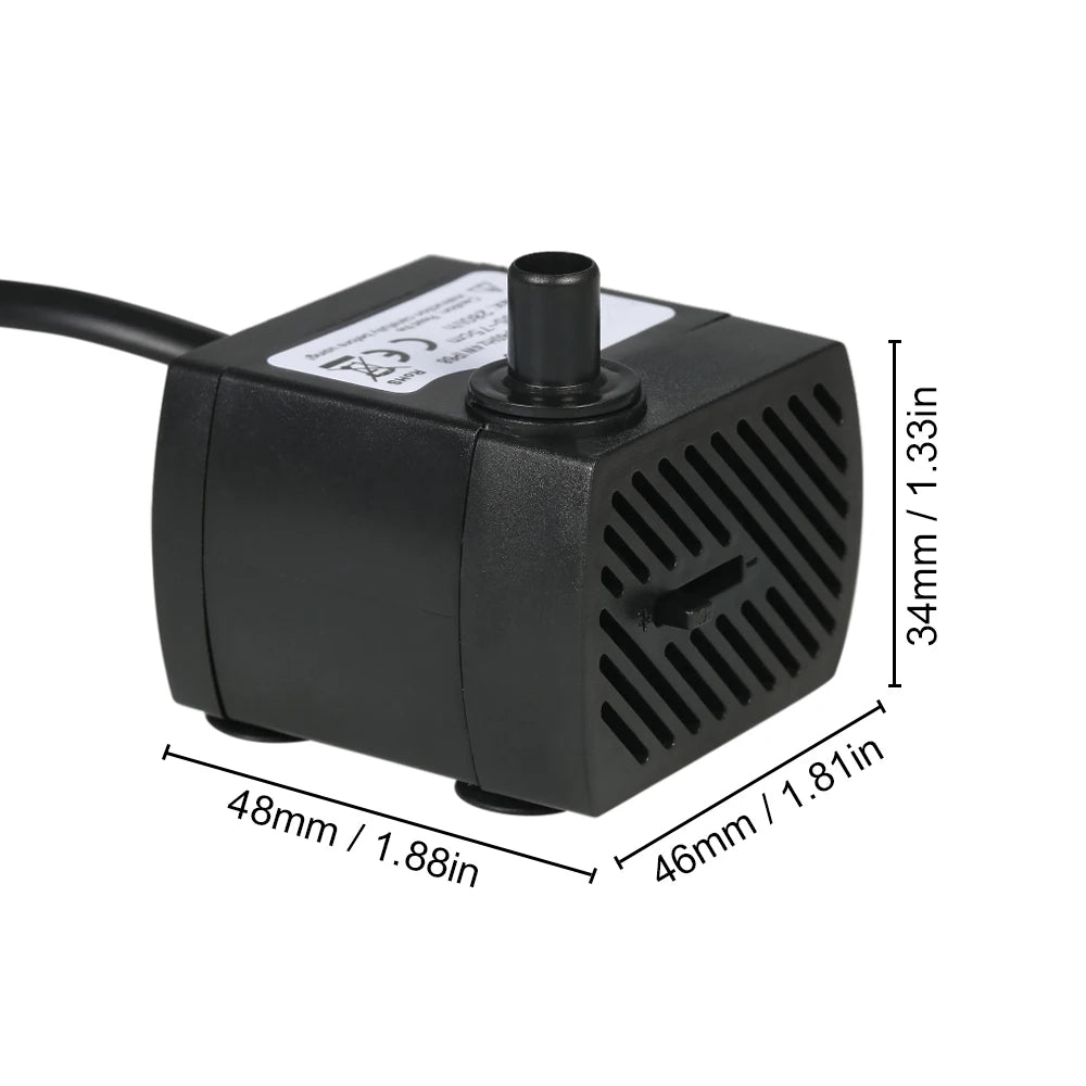 180L/H 2.5W Submersible Water Pump for Aquarium Tabletop Fountains Pond Water Gardens and Hydroponic Systems AC220-240V