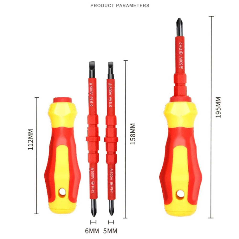 Screwdrivers Handle Two-in-one Screwdriver Insulated Screwdriver Set Multi-Purpose Electricians Slotted Cross Screwdriver Bit