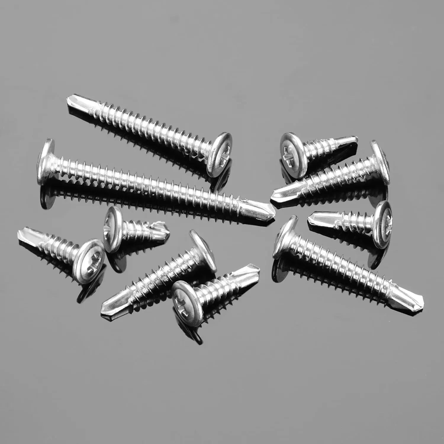 Improved Truss Head Stainless Steel #8 Self-Tapping Screw Assembly Kit For Metal, Plastic, Aluminum,60Self-Drilling Screws