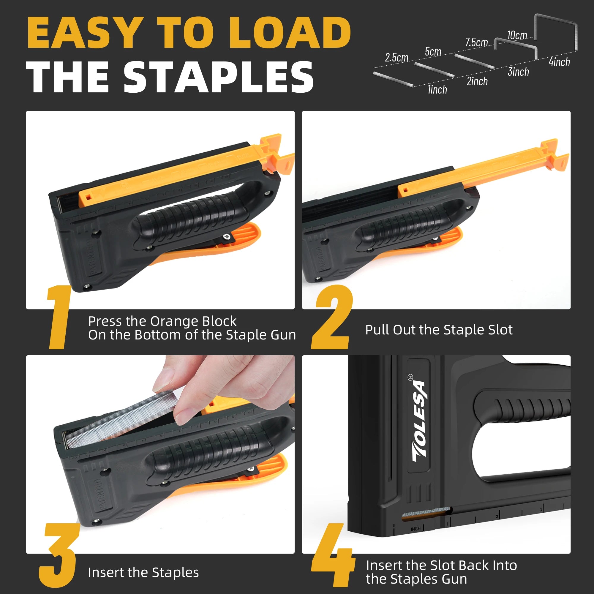 TOLESA Staple Guns for Wood Light Duty Home Use Manual Staplers Upholstery Nail Gun with 1200 Staples Home Decor Carpentry Tools
