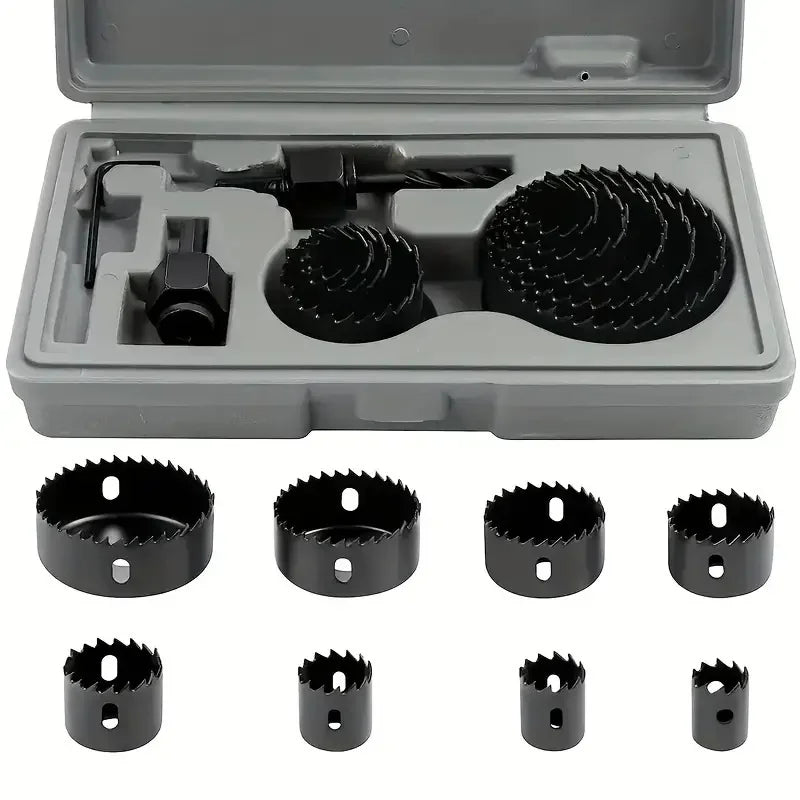 11pcs/set Hole Saw Cutting Set Kit Tools 19-64mm Wood Metal Alloys Circular Round with Case