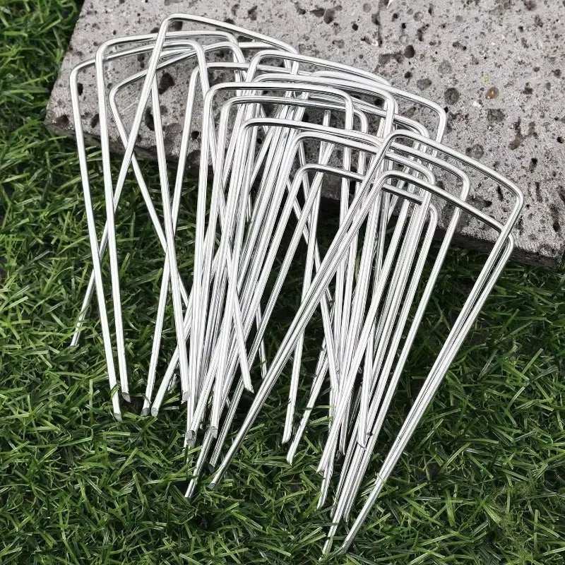 Galvanized Steel U-shaped Garden Stakes Heavy-duty Landscape Spikes Fence Tubing Staples for Holding Lawns Barrier Ground Nails