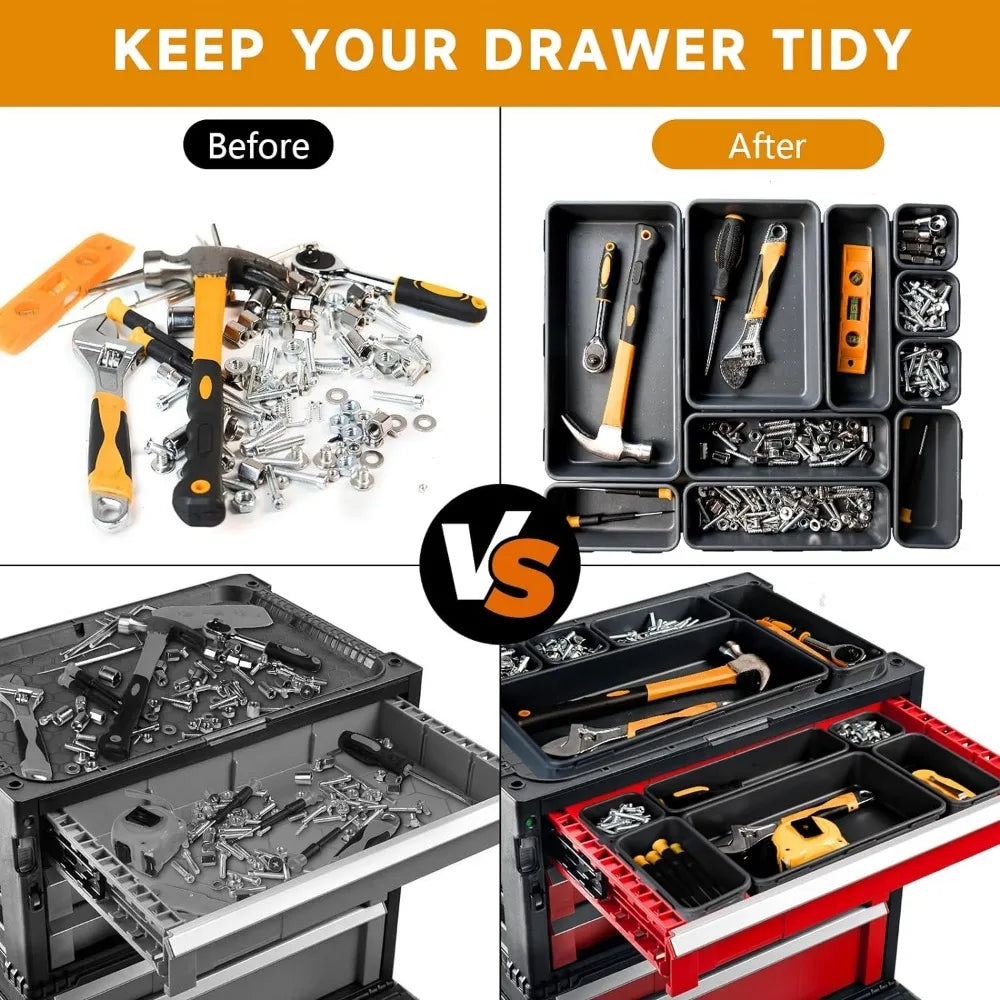9PCS Tool Box Organizer Tray Toolbox Desk Drawer Organizer Tool Box Tray Toolbox Organization Storage for Rolling Tool Chest