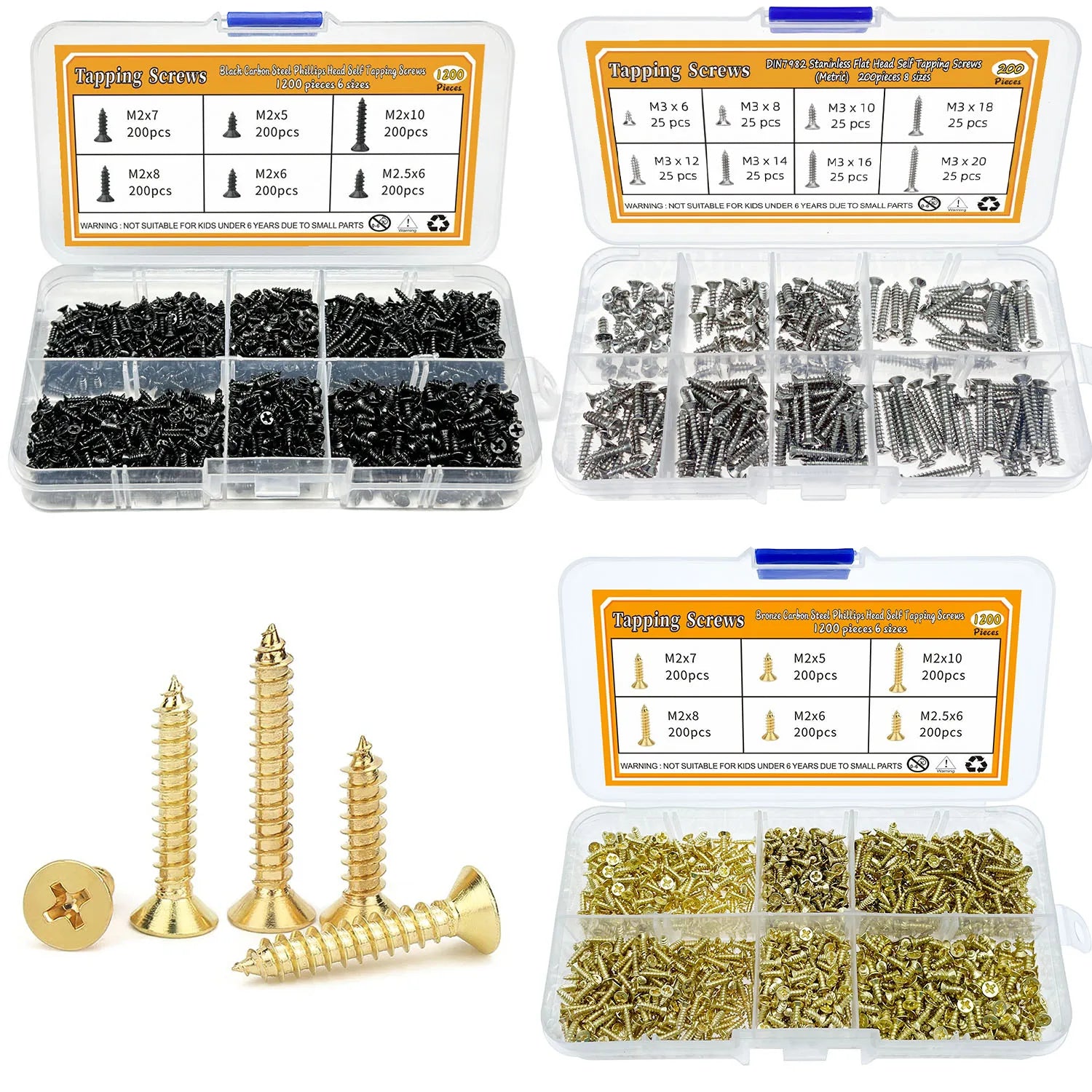 Wood Screws M2 M2.5 M3 Small Flat Head Screws Combination 5 Mm 6 Mm 7 Mm 10 Mm Miniature Brass Self-Tapping Screws