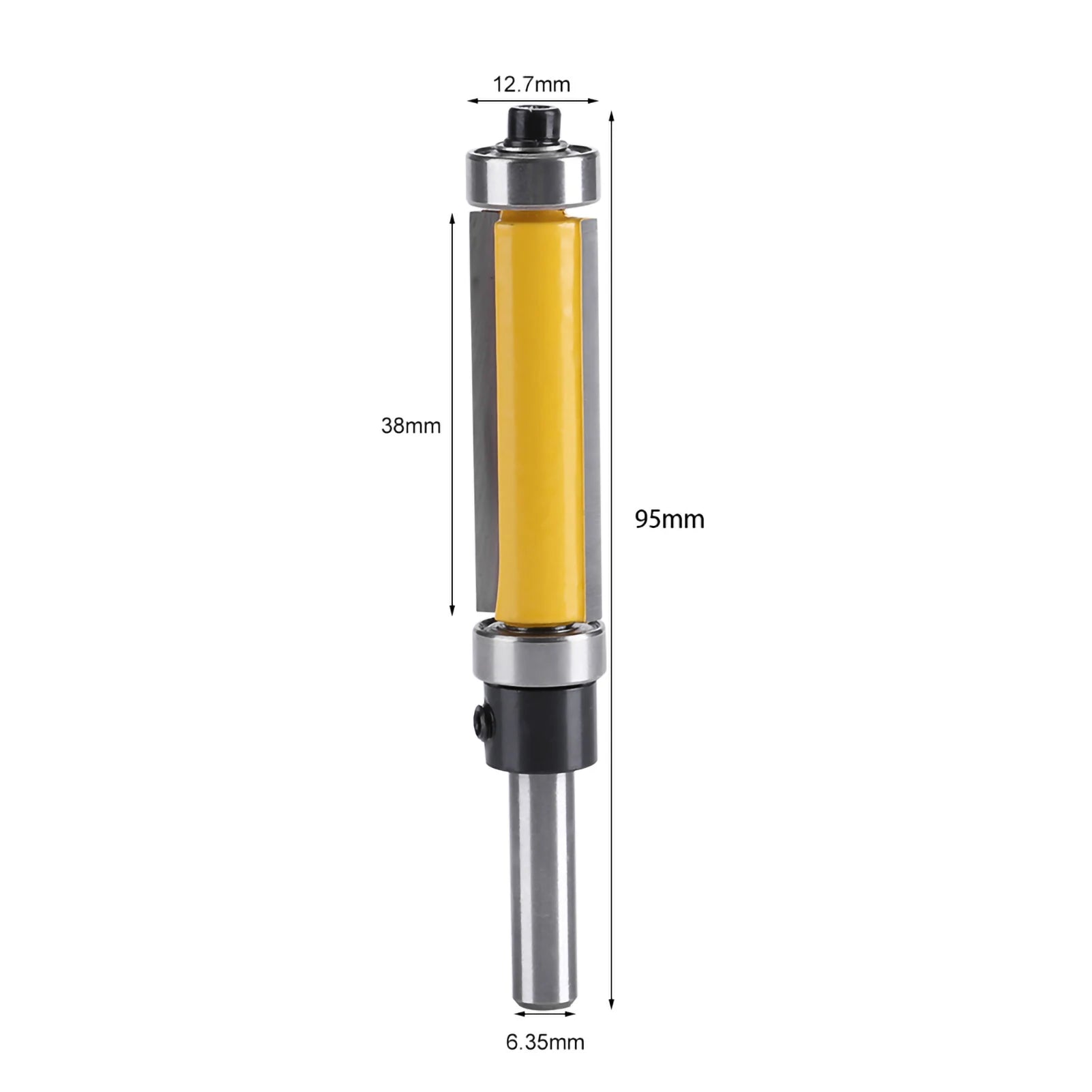 Flush Trim Router Bit with Top and Bottom Bearing 1‑1/2inch H * 1/4inch Shank Woodworking Tool Router Bit Straight Router Bit