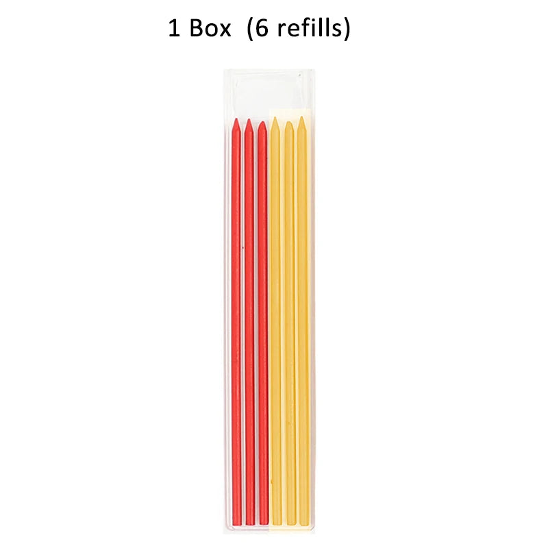 Solid Carpenter Pencil with Refill Lead and Built-in Sharpener for Deep Hole Mechanical Pencil scribing Marking Woodworking Tool