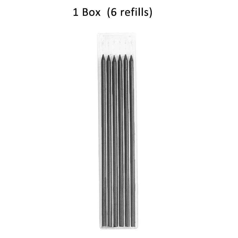 Solid Carpenter Pencil with Refill Lead and Built-in Sharpener for Deep Hole Mechanical Pencil scribing Marking Woodworking Tool