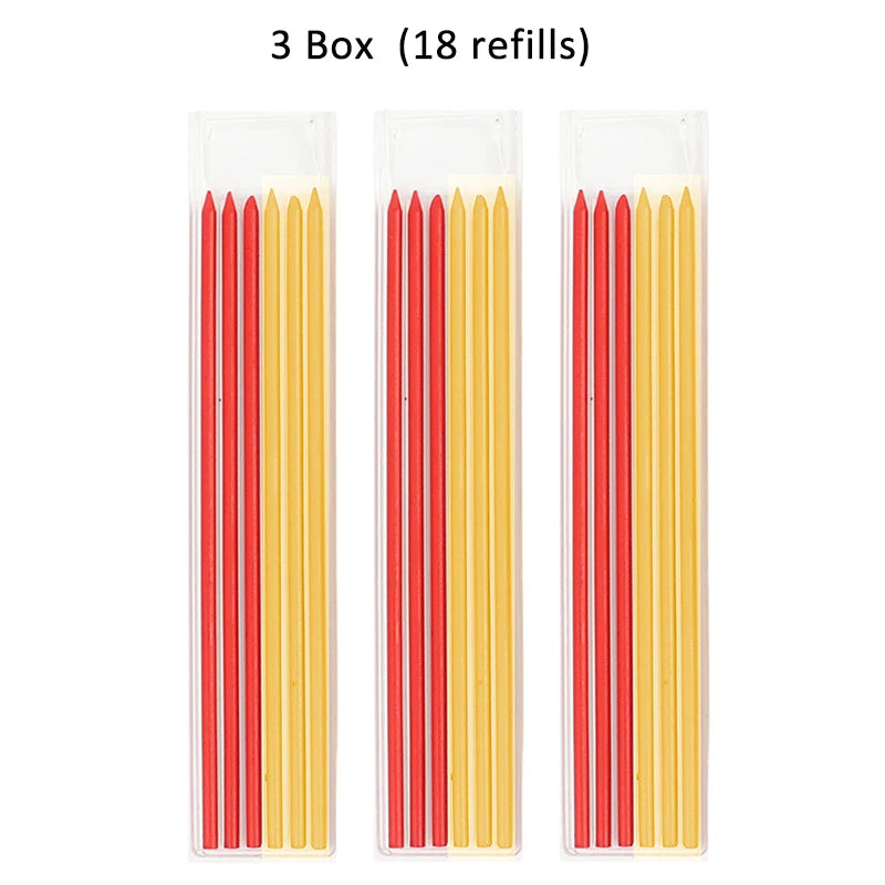 Solid Carpenter Pencil with Refill Lead and Built-in Sharpener for Deep Hole Mechanical Pencil scribing Marking Woodworking Tool