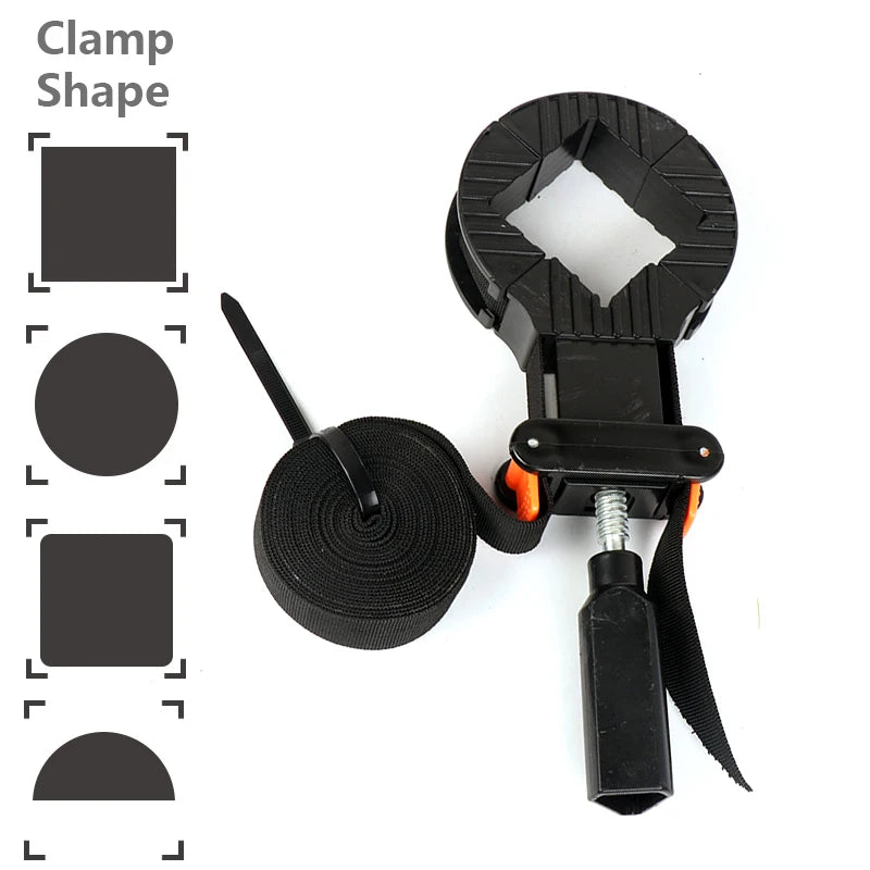 Woodworking Quick Adjustable Band Clamp Polygonal Clip 90 Degres Multifunction Belt Clamping Tools 4M Pure Nylon Strap Clip