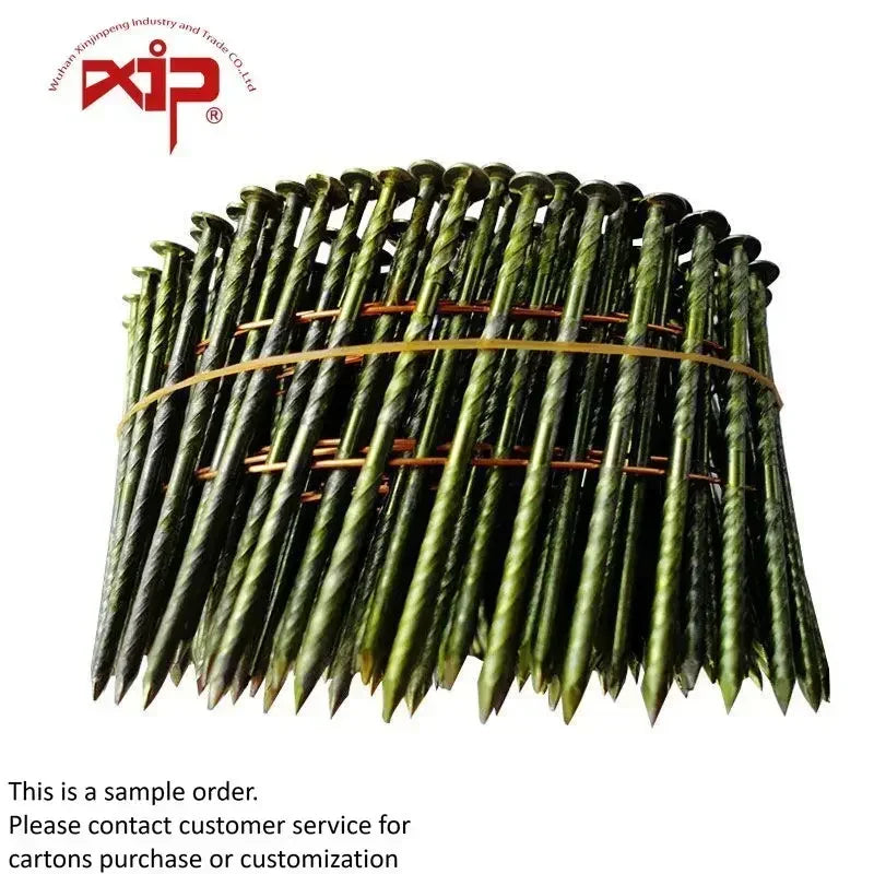 2-3/4  Inch Collated Wire Coil Siding Nails 15-Degree Full Round-Head Colored Coating Pallet Nails For Rough Nailing Pallet