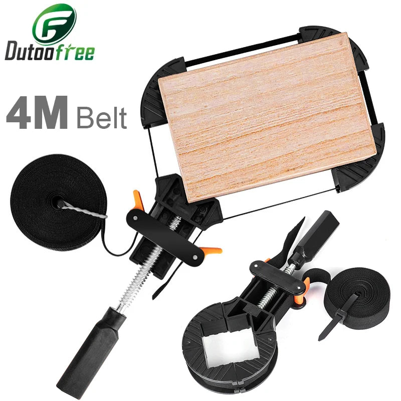 Woodworking Quick Adjustable Band Clamp Polygonal Clip 90 Degres Multifunction Belt Clamping Tools 4M Pure Nylon Strap Clip