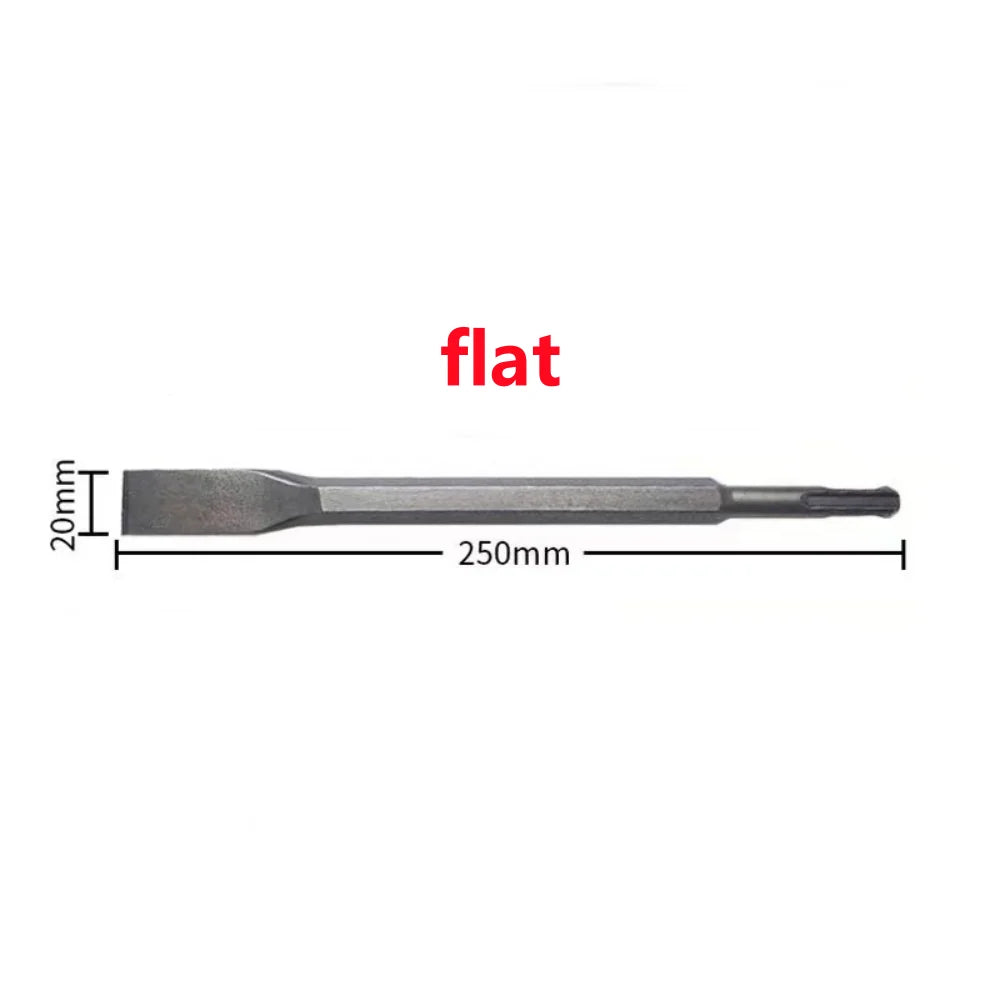 250mm Chisel Set SDS Plus Shank Electric Hammer Drill Bit Point Groove Flat Chisel Masonry Tools for Concrete Brick Wall Rock