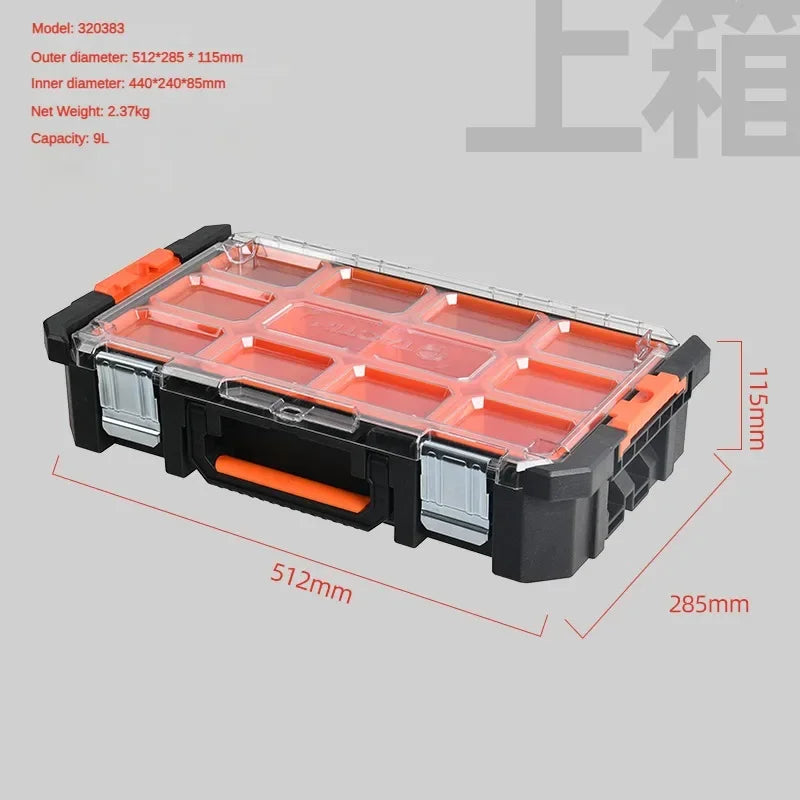 Professional Storage Tool Box Large Hard Case Robust Full Tool Case Parts Organizer Box with Lock Complete Toolbox for Mechanic