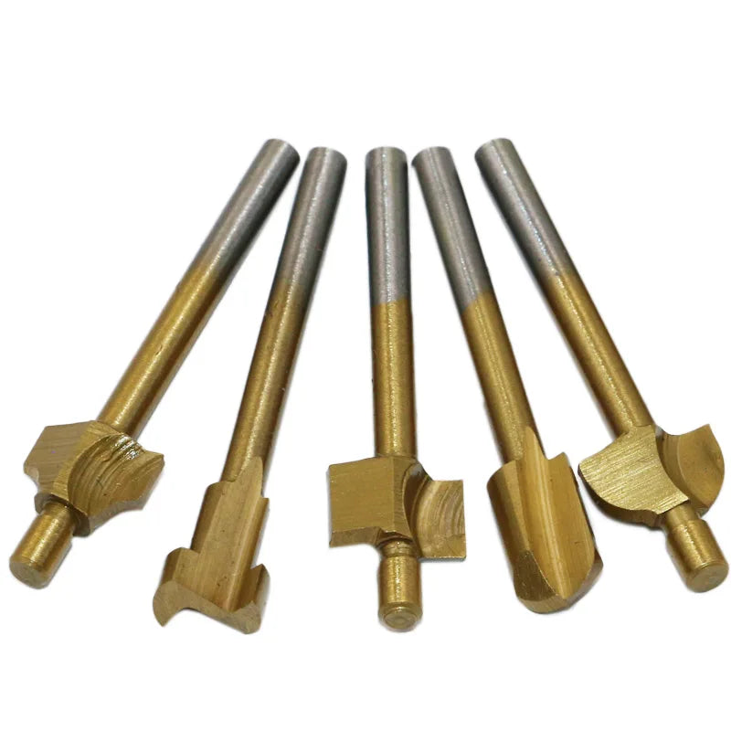 10pcs 1/8" HSS Titanium Coated Woodworking Router Bits Wood Cutter Milling used for Dremel HT980