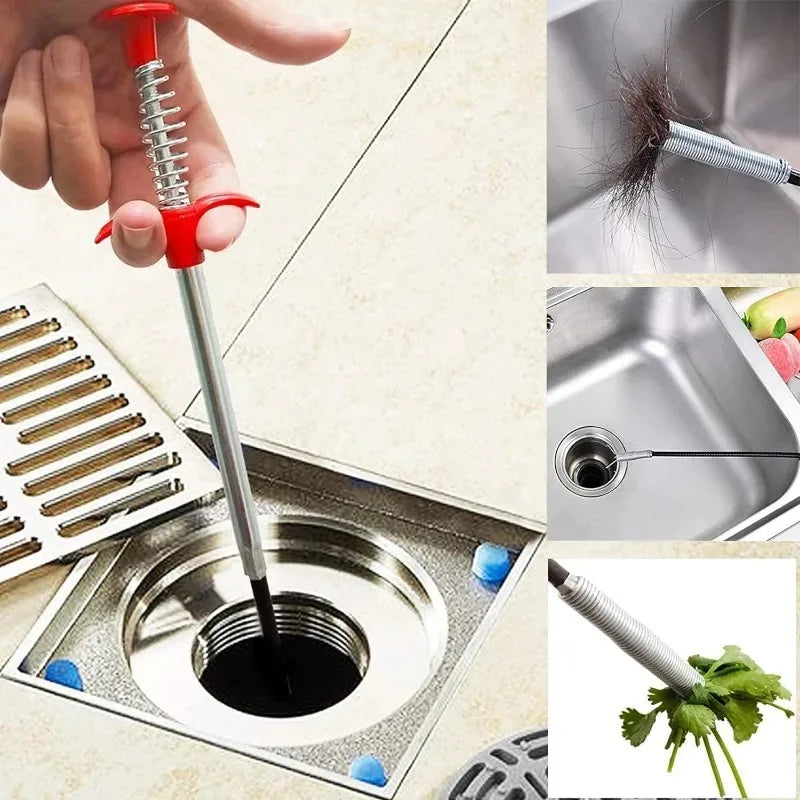 Flexible Grabber Claw Pick Up Reacher Tool 60cm Spring Pipe Dredging Tools Household for Kitchen Bending Sink Tool Litter Pick