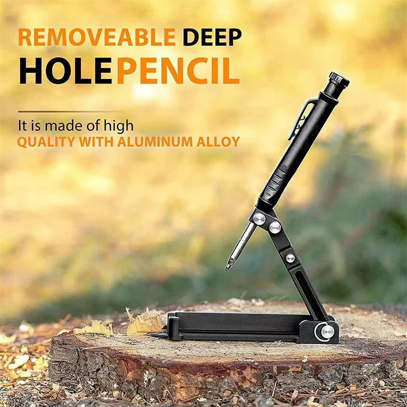 Multifunctional Profile Woodworking Scribing Tool deep hole Pencil Carpenter Maker Aluminum DIY Measuring Scribe Compass Ruler