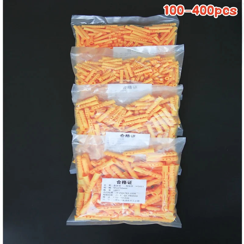 100-400pcs Ribbed Plastic Expansion Pipe M6 M8 M10 Rubber Plug plastic pipe Nylon Column Expansion Screw Anchor Plug Wall plugs