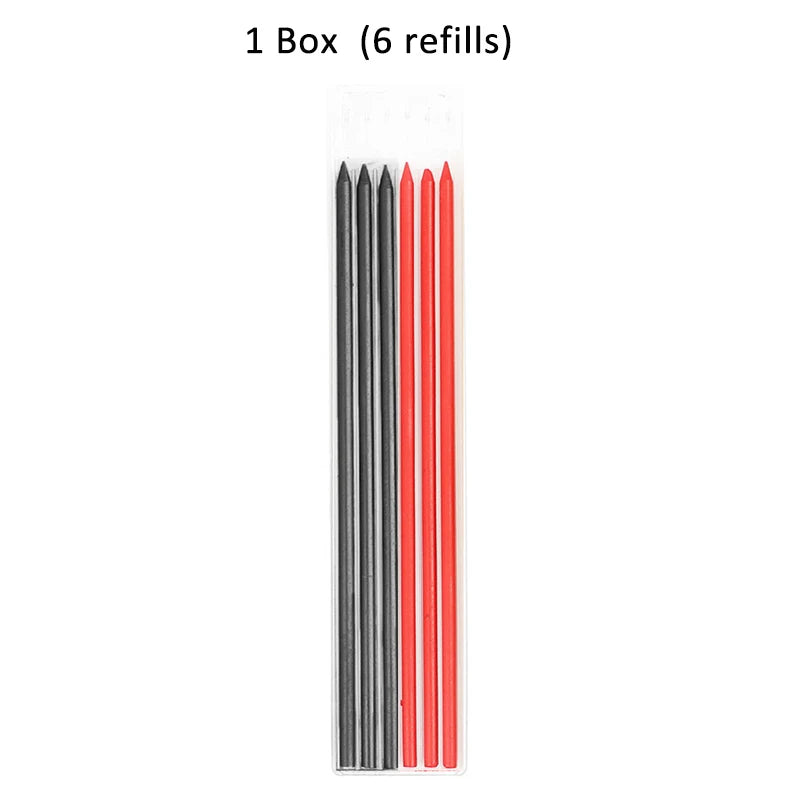 Solid Carpenter Pencil with Refill Lead and Built-in Sharpener for Deep Hole Mechanical Pencil scribing Marking Woodworking Tool