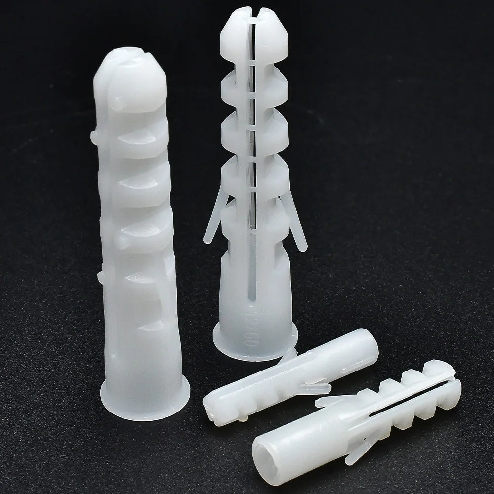 30-100pcs White Plastic Expansion Tube M5 M6 M8 Pipe Anchor Wall Plug Anchors Applicable to Self-tapping Screw Wall Anchors Plug