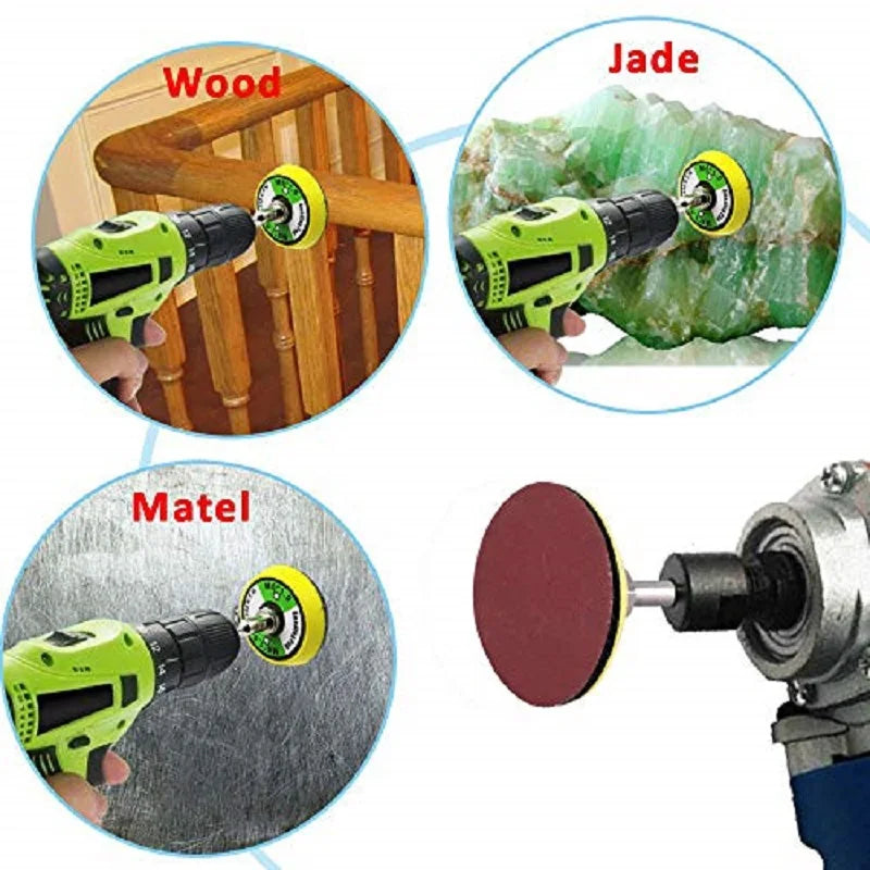 60pcs/Set 2 inch Sanding Discs Pad Kit for Drill Grinder Rotary Tools with Backer Plate Includes 100-2000 Grit Sandpapers Kits A