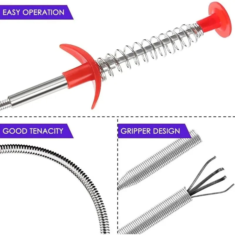 Flexible Grabber Claw Pick Up Reacher Tool 60cm Spring Pipe Dredging Tools Household for Kitchen Bending Sink Tool Litter Pick