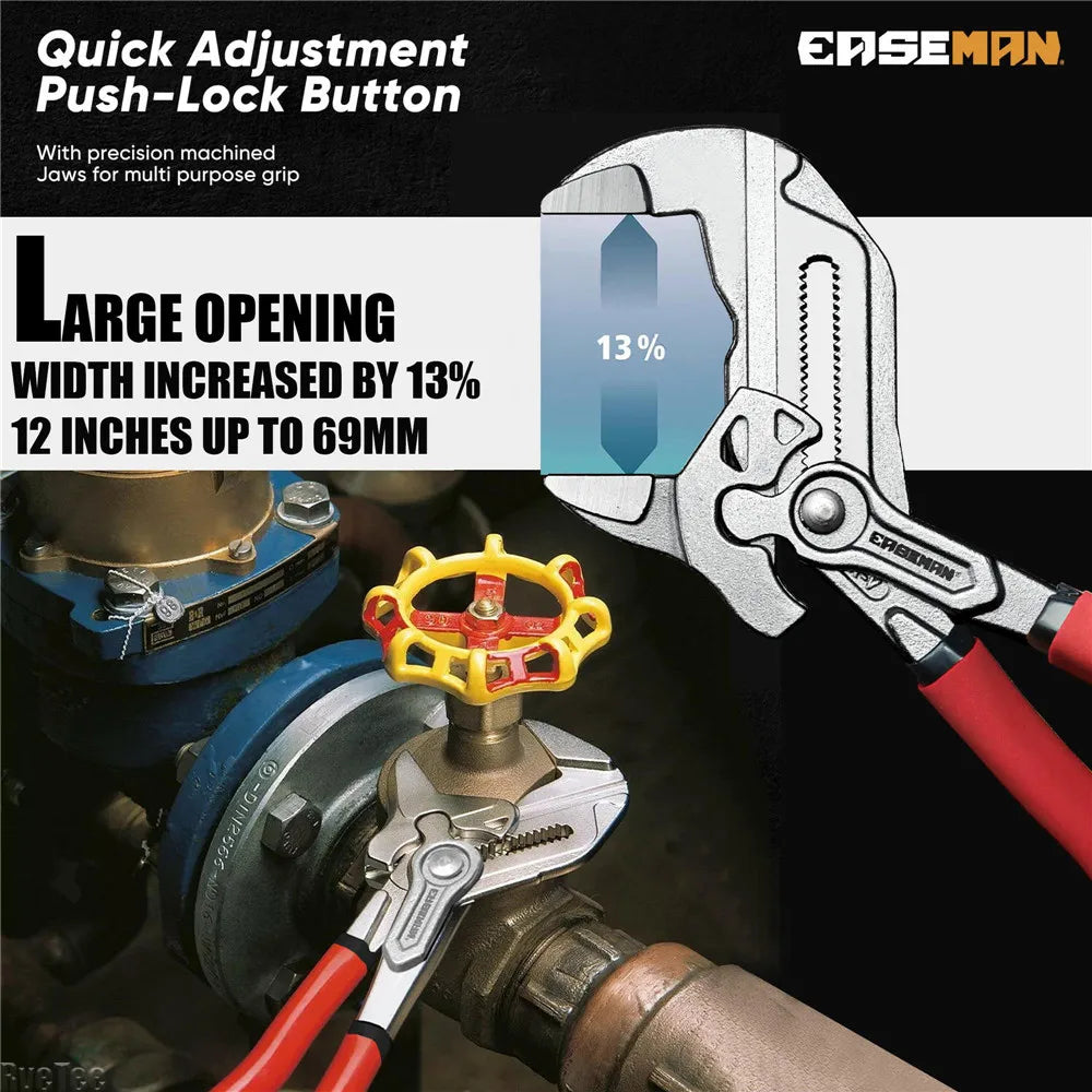 EASEMAN High Quality Heavy Duty Pliers Wrench for Water Pump Plumbing Car Repair Man Gift Hand Tools