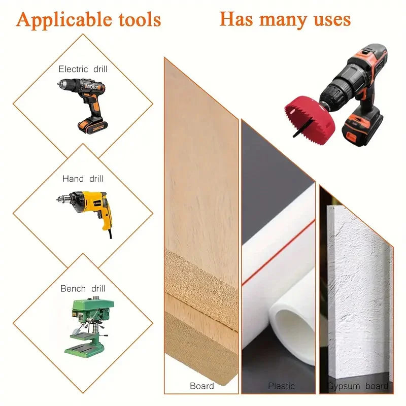 11pcs/set Hole Saw Cutting Set Kit Tools 19-64mm Wood Metal Alloys Circular Round with Case