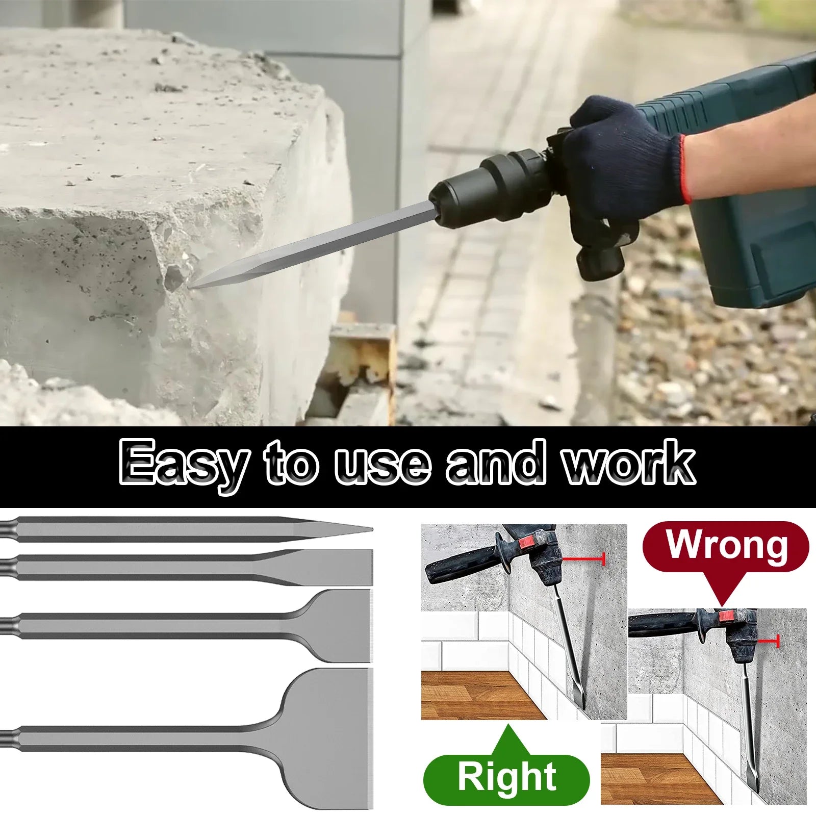 4Pcs SDS Plus Floor Scraper Electric Hammer Replaceable Blade Scaling Chisel Shovel for Tile Brick Concrete Wall Removal Tools