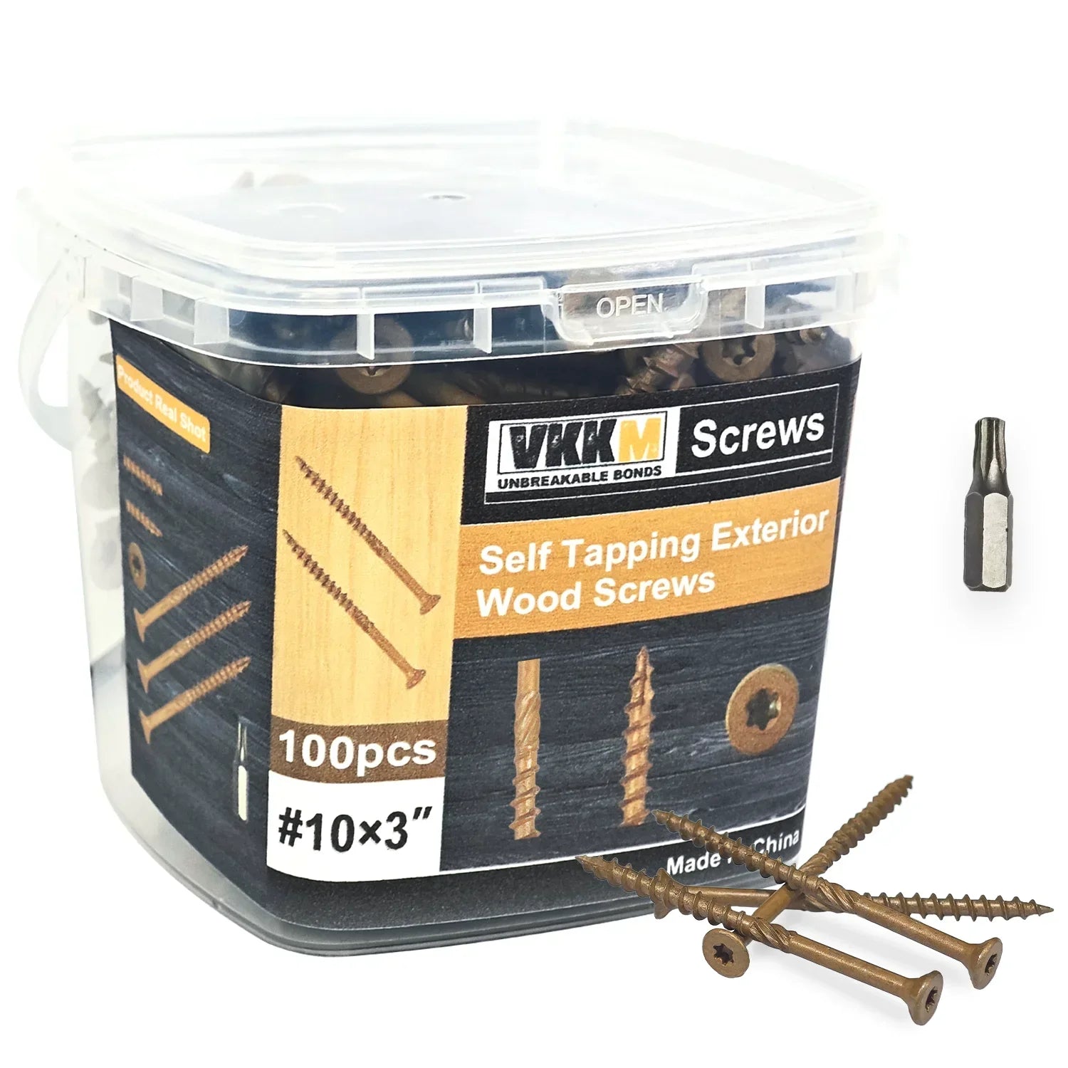 100/160/240Pcs Self Tapping Exterior Wood Screws Set - #10×3, #8×2 & #8×1-1/2 Sizes for Outdoor Woodworking & Fence Projects