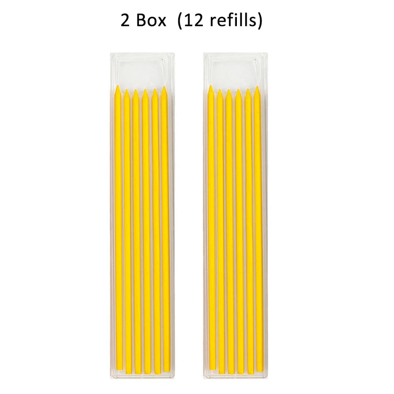 Solid Carpenter Pencil with Refill Lead and Built-in Sharpener for Deep Hole Mechanical Pencil scribing Marking Woodworking Tool