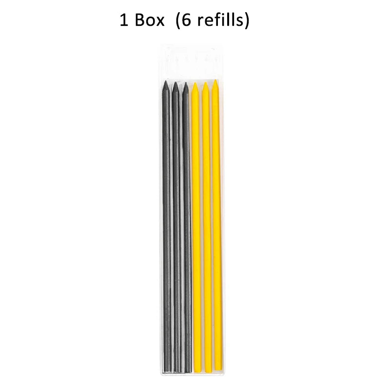 Solid Carpenter Pencil with Refill Lead and Built-in Sharpener for Deep Hole Mechanical Pencil scribing Marking Woodworking Tool