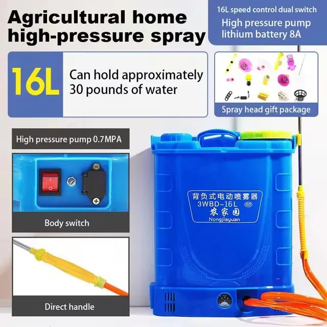 Backpack Agricultural Electric Sprayer Rechargeable Automatic Sprayer Pesticide High Pressure Sterilization Spray Can