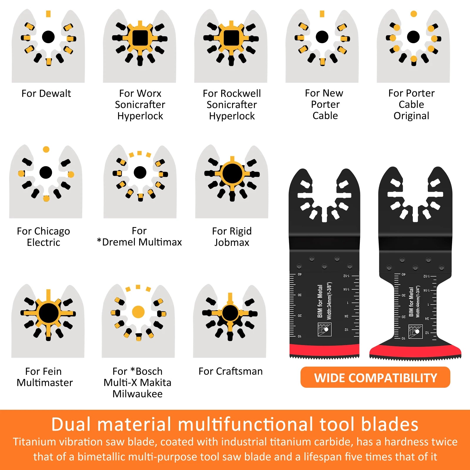 Bi-Metal Oscillating Saw Blades Cutter Universal A r c Edge Oscillating Multitool Blades Extra-Long Saw Blades For Wood Metal