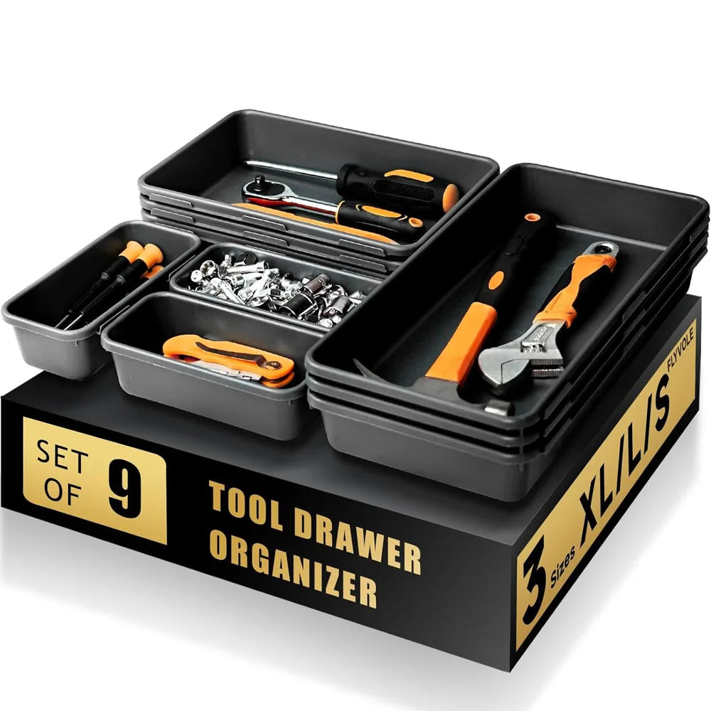 9PCS Tool Box Organizer Tray Toolbox Desk Drawer Organizer Tool Box Tray Toolbox Organization Storage for Rolling Tool Chest