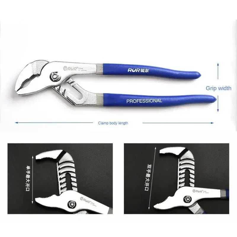8 inch 10 inch 12 inch water pump pliers heavy-duty wrench large opening adjustable water pipe wrench manual maintenance tool