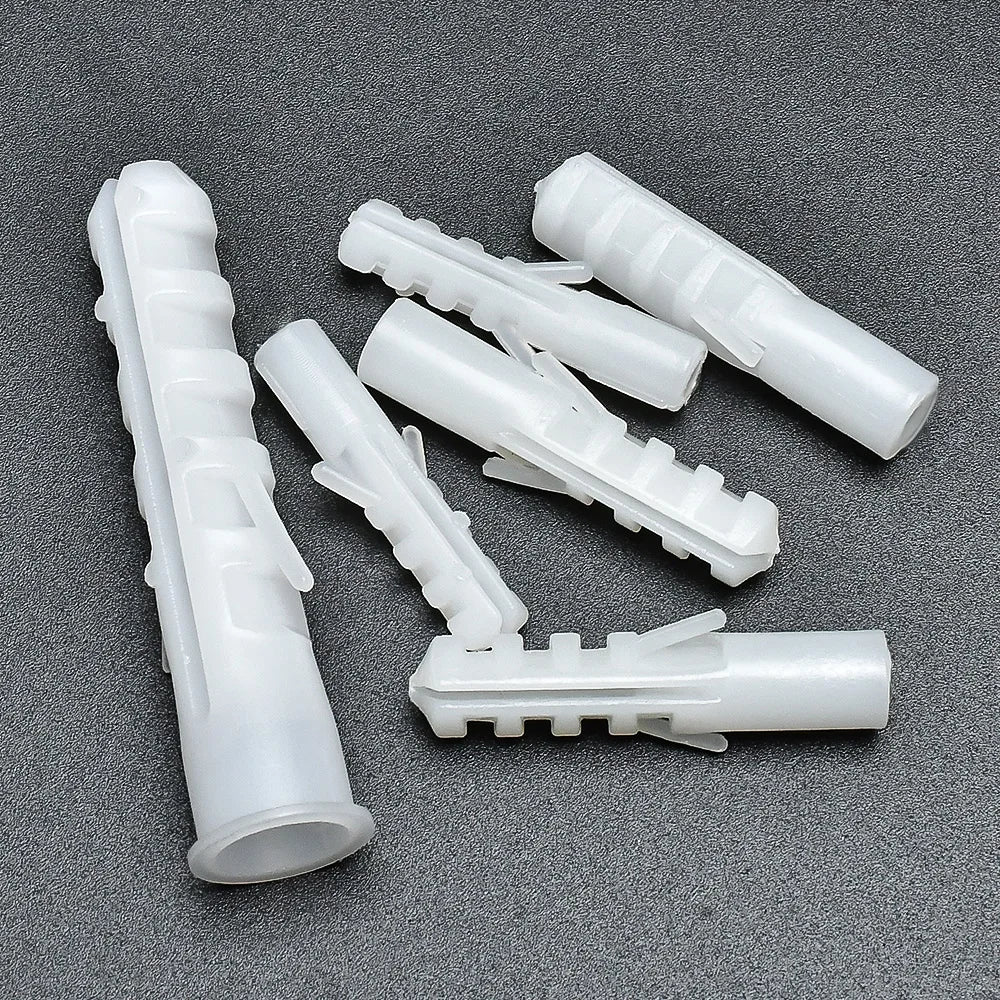 30-100pcs White Plastic Expansion Tube M5 M6 M8 Pipe Anchor Wall Plug Anchors Applicable to Self-tapping Screw Wall Anchors Plug