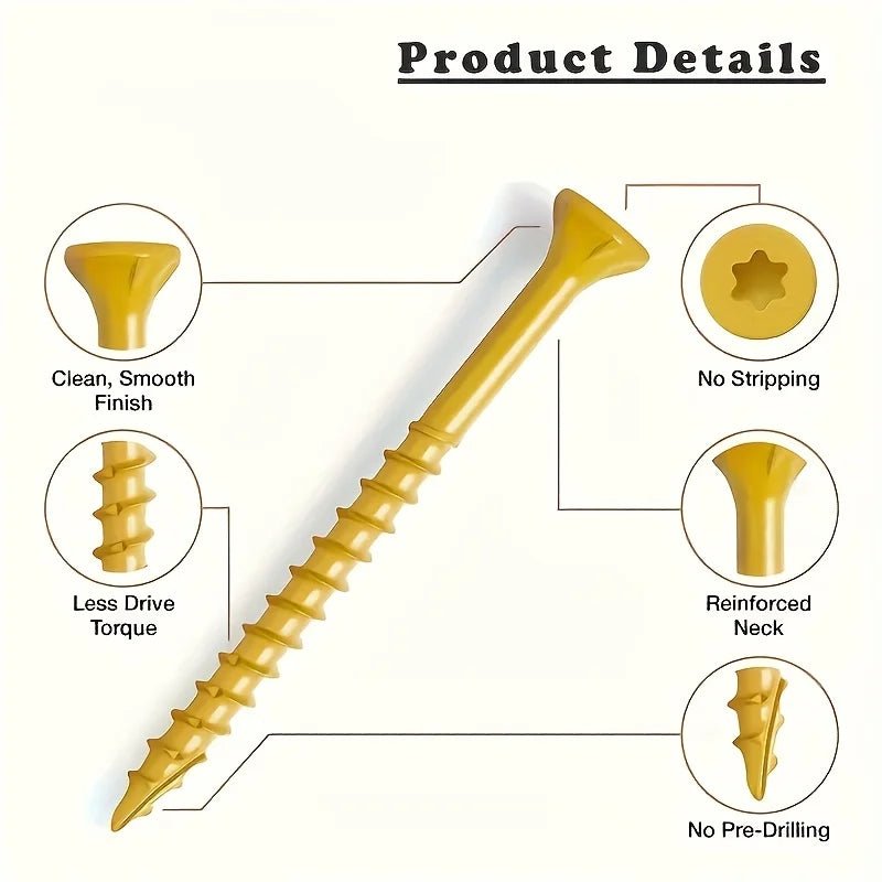 200pcs #10*4" Bronze Self-Drilling Wood Screws with T25 Star Drive, Grade 5, Epoxy & Ceramic Coated for Rust Protection