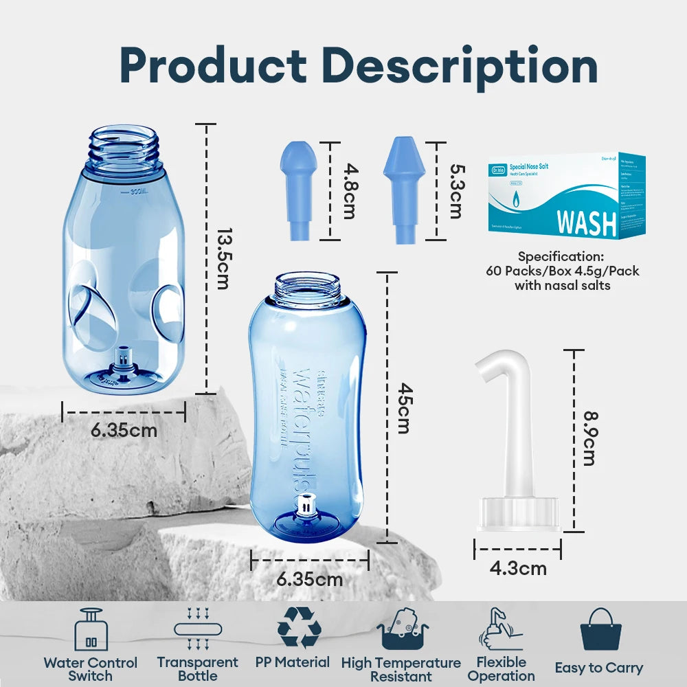 Dr.isla 300ML Nose Wash Cleaner Nasal Irrigator Rinse Bottle Nose Protector Avoid Allergic Rhinitis Adults Children Neti Pot