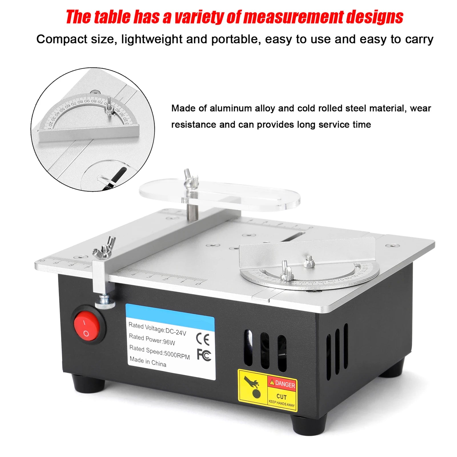 5000RPM Mini Electric Table Saw 7 Speed 96W Household Bench Saw DIY Cutting Machine 14mm Cutting Depth Woodworking Circular Saw