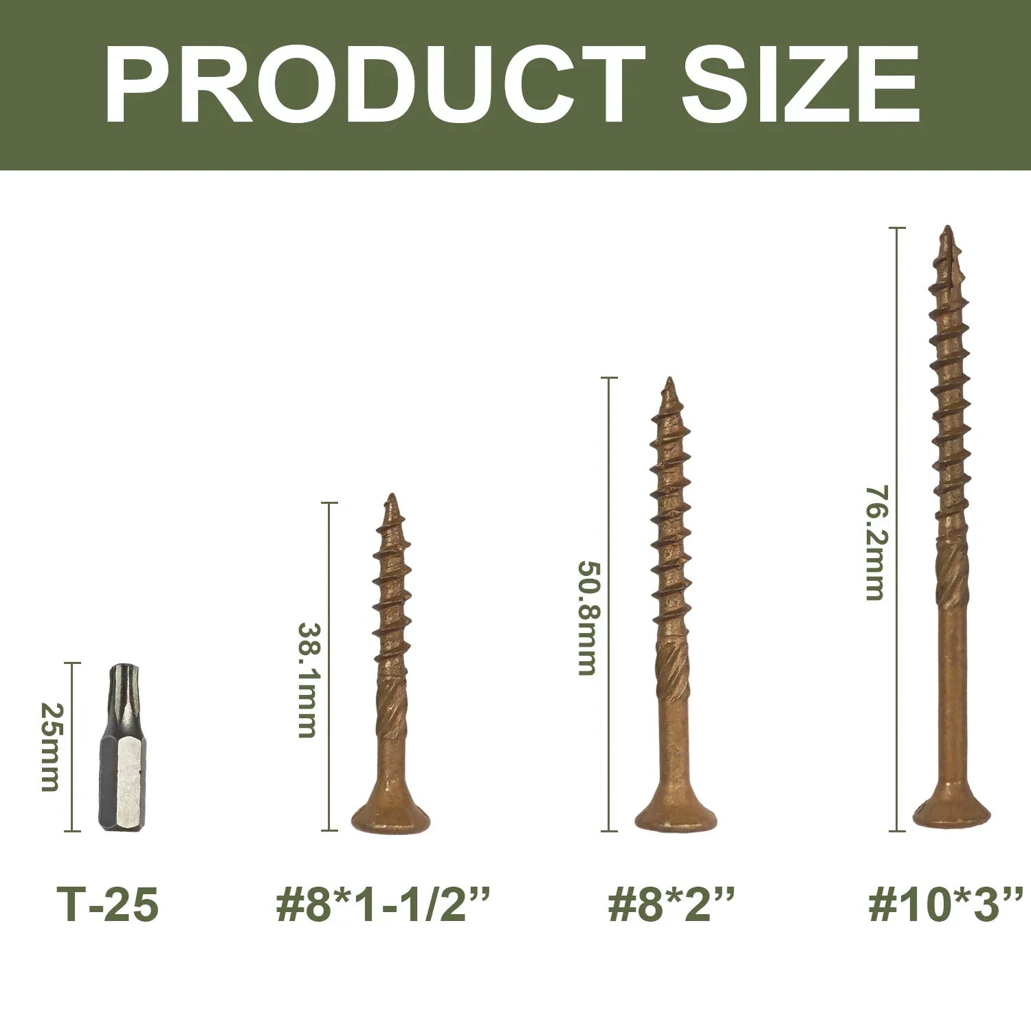 100/160/240Pcs Self Tapping Exterior Wood Screws Set - #10×3, #8×2 & #8×1-1/2 Sizes for Outdoor Woodworking & Fence Projects