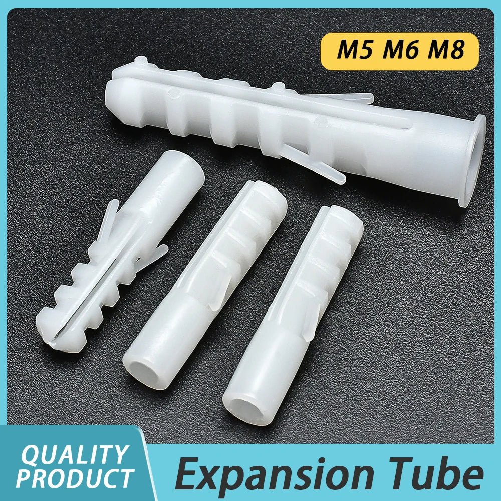 30-100pcs White Plastic Expansion Tube M5 M6 M8 Pipe Anchor Wall Plug Anchors Applicable to Self-tapping Screw Wall Anchors Plug