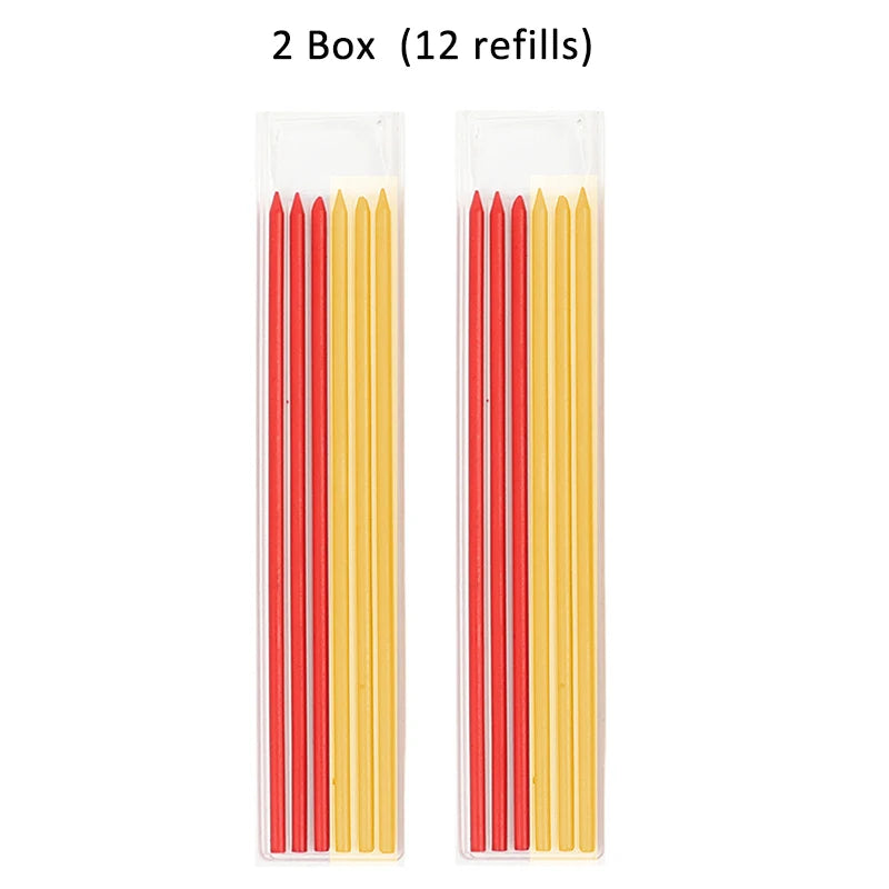 Solid Carpenter Pencil with Refill Lead and Built-in Sharpener for Deep Hole Mechanical Pencil scribing Marking Woodworking Tool